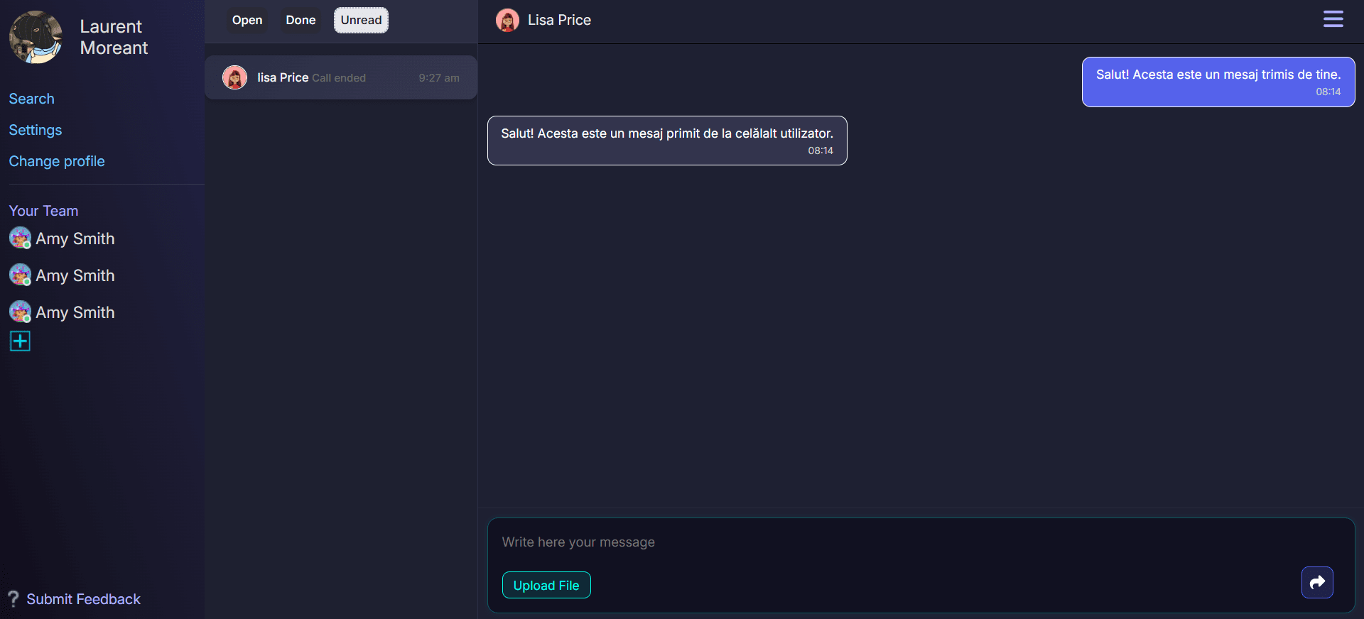 Dashboard page